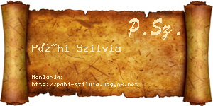 Páhi Szilvia névjegykártya
